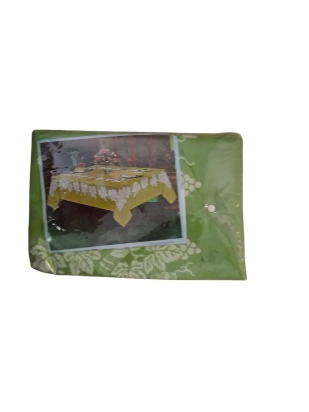 Vintage new in package Arbor tablecloth USA green flocked leaf vine 52x70 oblong